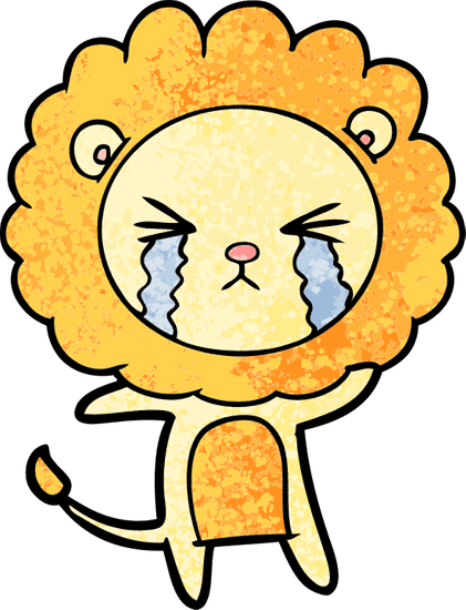 卡通狮子哭泣 cartoon crying lion