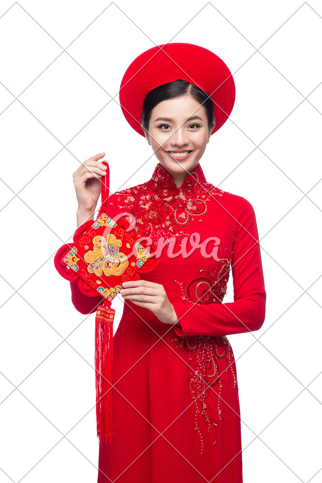 春节红色快乐衣服微笑庆祝东祝贺问候传统服装