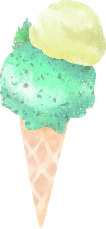 插画冰淇淋食物甜品彩色清新冷饮夏日甜筒水彩插画