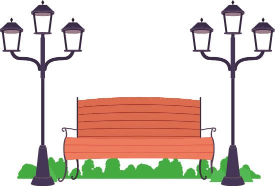 公园座椅和灯塔park Bench And Lamps素材 Canva可画