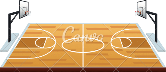 cartoon basketball court side view