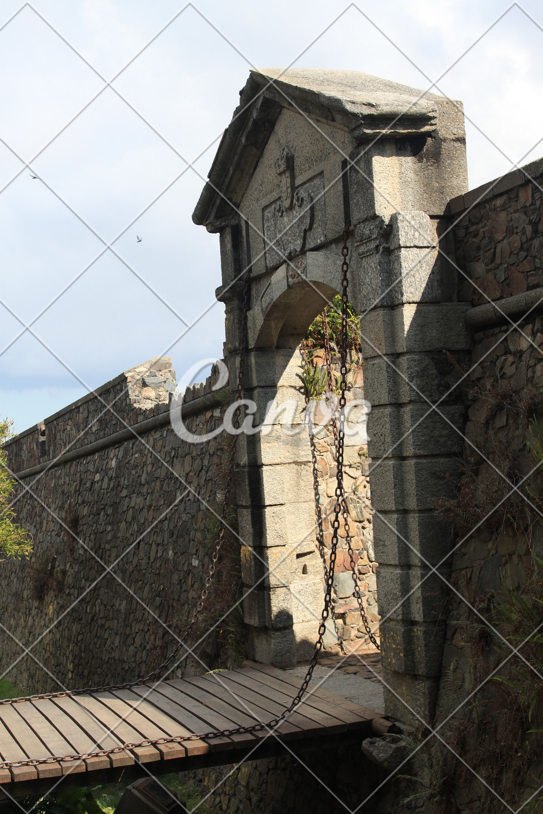 石头城堡大门墙乌拉圭过去防守石材摄影图片