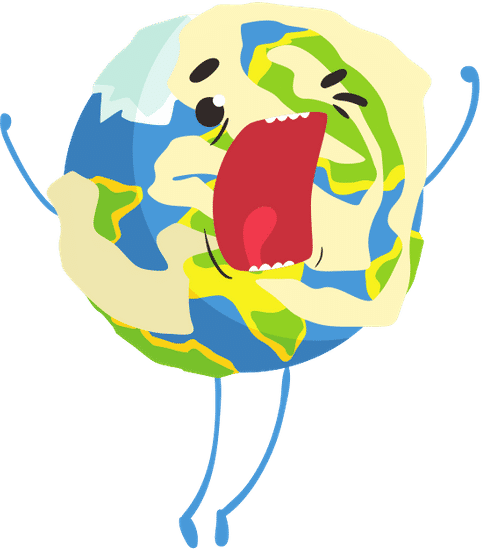 cute cartoon earth planet character shouting