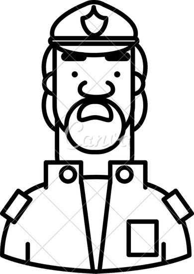 Police Man Line Character Isolated Icon素材 Canva可画