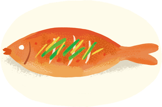 年夜饭鱼插画图片