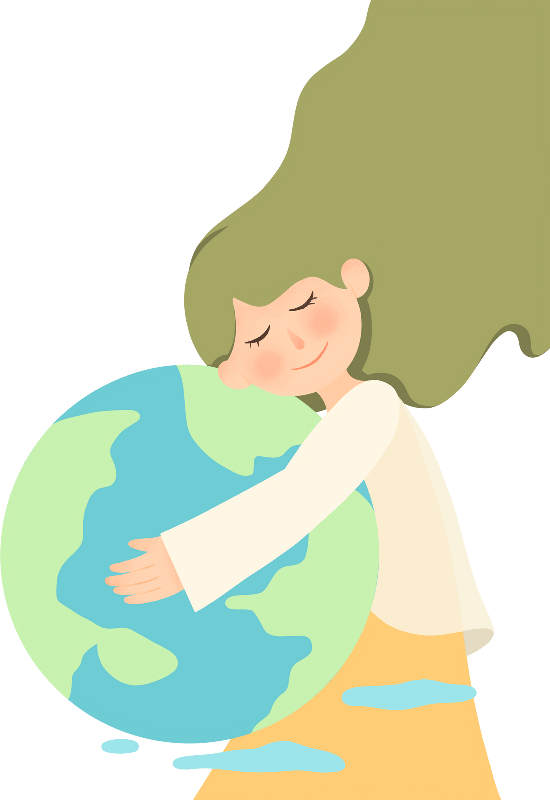 插画洗澡保护环境彩色手绘插画地球日爱护地球人物