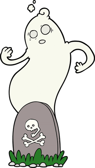 鬼卡通墓瑞星鬼spooky Cartoon Grave With Rising Ghost素材 Canva可画
