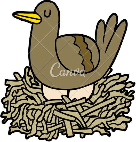 cartoon bird on nest