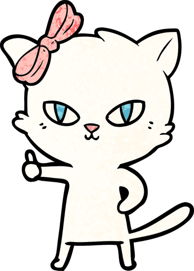 可爱的卡通猫竖起大拇指符号 cute cartoon cat giving thumbs up