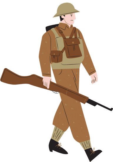 第二次世界大战历史教育士兵插画元素人物
