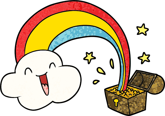 卡通彩虹和金罐cartoon Rainbow And Pot Of Gold素材 Canva可画