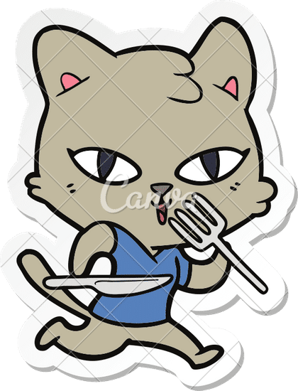 Sticker Of A Cartoon Hungry Cat 素材 Canva可画