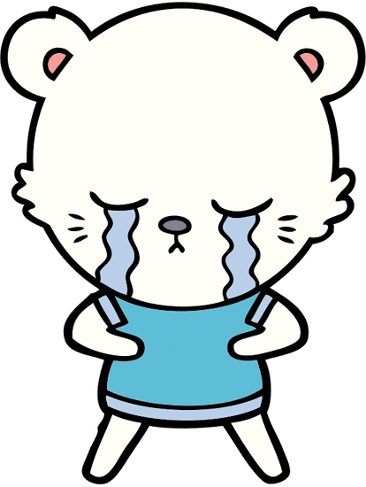 伤心的小北极熊卡通 sad little polar bear cartoon