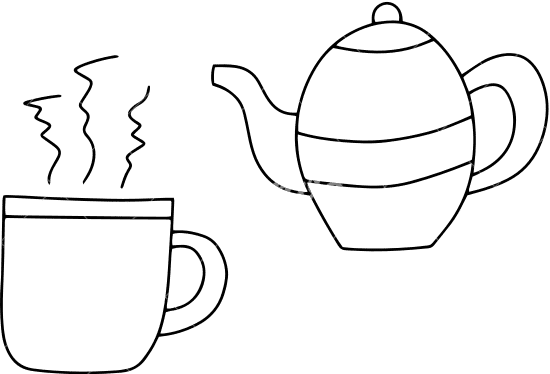 tea, teapot kids hand drawn line art sketch 