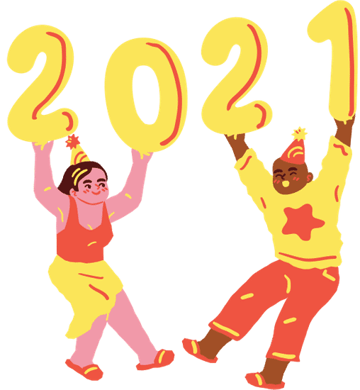 Couple Celebrating New Year Illustration素材 Canva可画