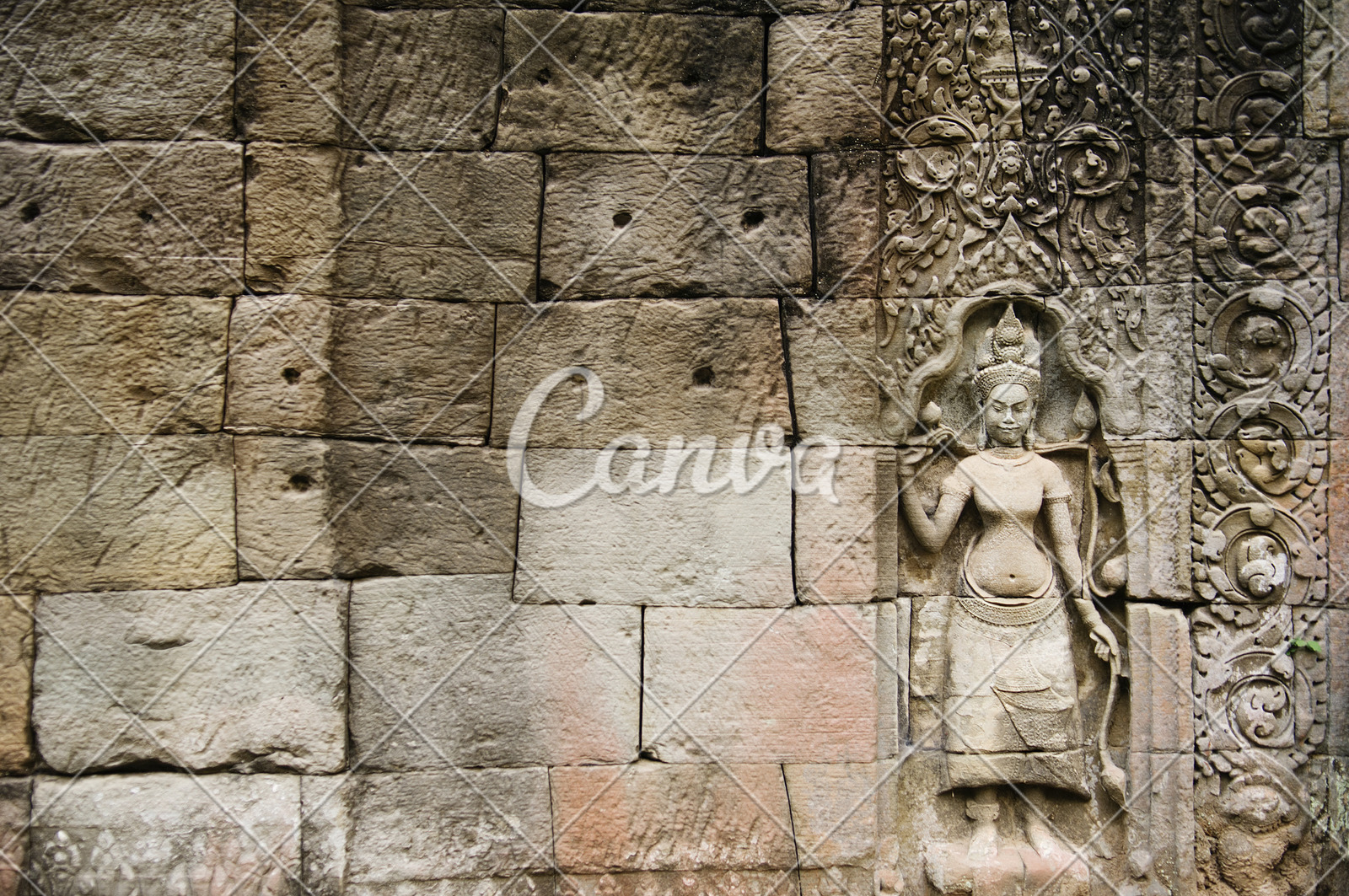 柬埔寨吴哥窟废墟东南亚雕塑摄影