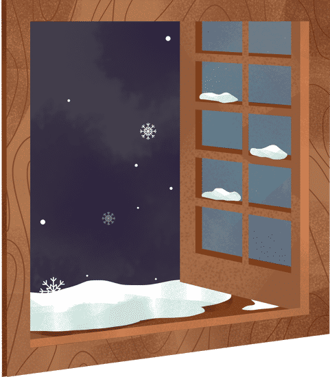 窗外下雪的图片卡通图片