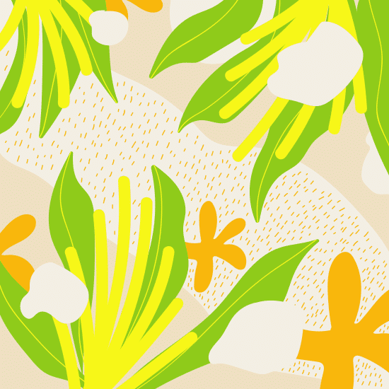 热带植物图案组合炫彩艺术色块背景热带植物