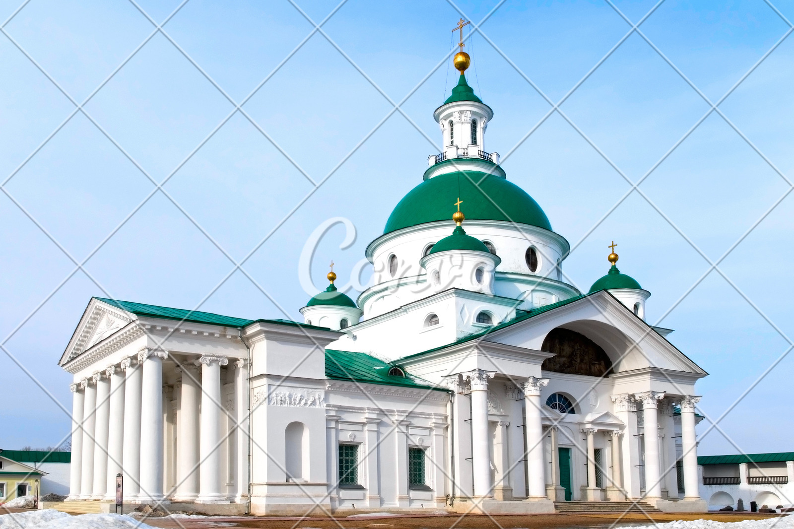 绿色基督教东正教寺庙俄罗斯文化圆顶建筑俄罗斯宗教穹顶摄影图片