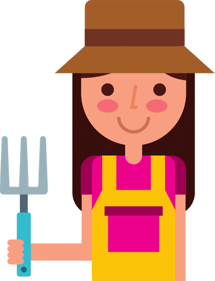 女園丁與耙卡通 female gardener with rake cartoon