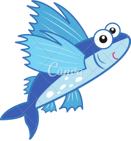 Cartoon Flying Fish - 素材- Canva可画