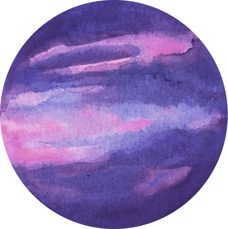 梦幻插画太空星球紫色科幻行星彩色水彩png素材图片
