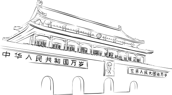 中国写实速写线描特色建筑插画元素天安门素材 