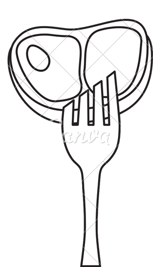 fork with beef meat 