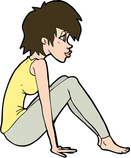 cartoon woman sitting cartoon woman sitting