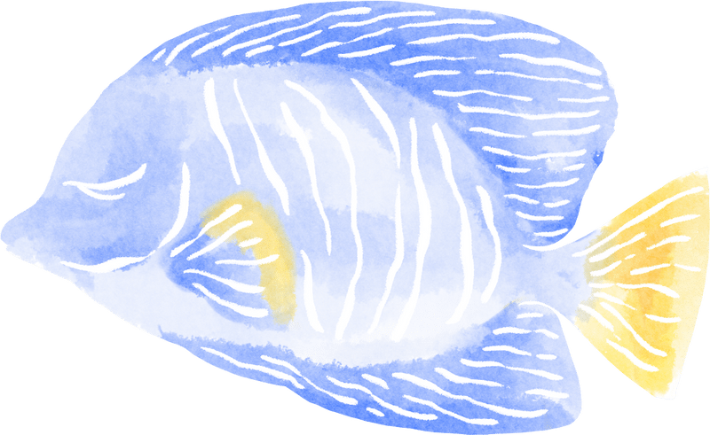 黄色动物梦幻插画唯美彩色水彩清新鱼类水彩插画
