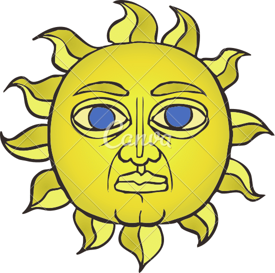 Hand Drawn Sun With Face 素材 Canva可画