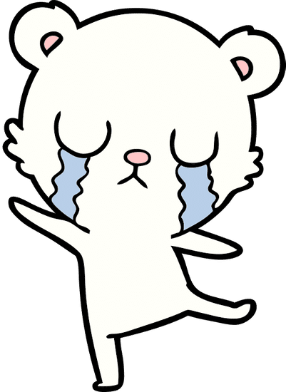 伤心的小北极熊卡通 sad little polar bear cartoon