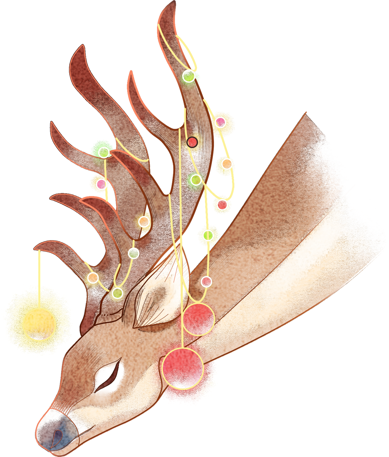 圣诞节动物卡通插画节日温馨彩色麋鹿驯鹿象征图片