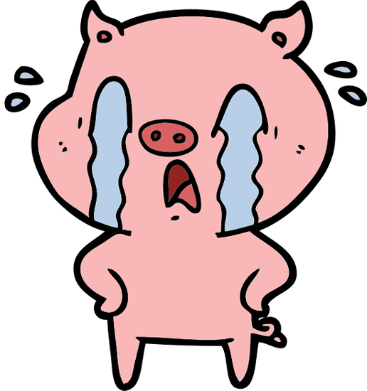 哭泣的卡通猪 crying pig cartoon