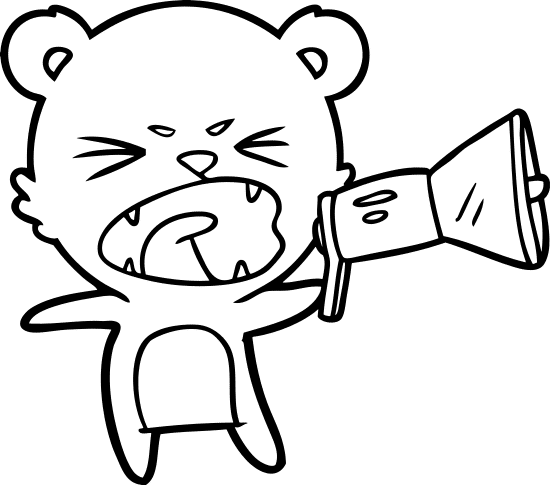 愤怒的卡通熊喊成扩音器angry Cartoon Bear Shouting Into Megaphone素材 Canva可画