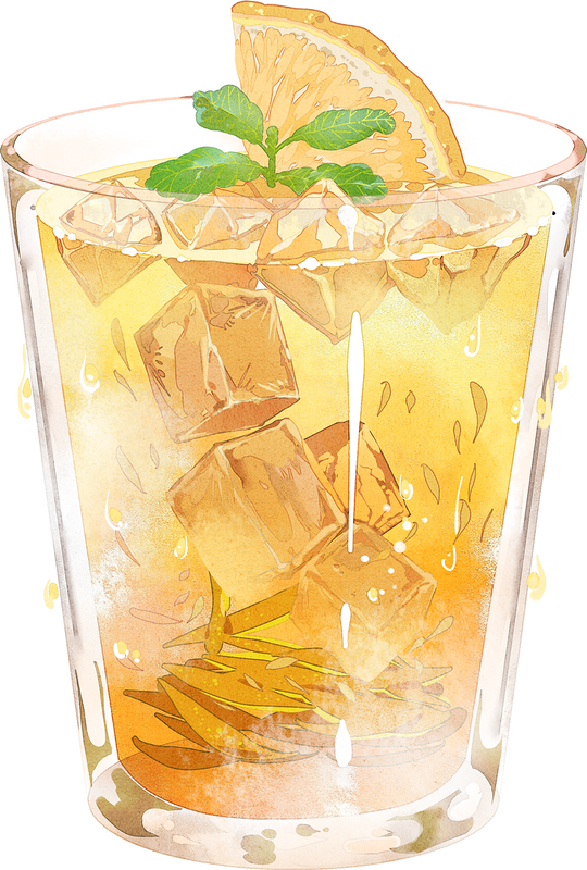 黄色饮料手绘彩色水彩清新饮品冷饮茶饮冰茶图片
