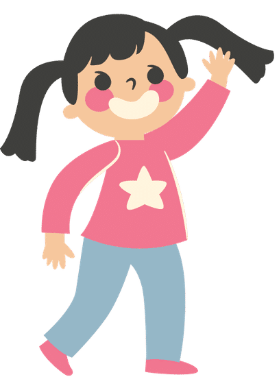 young girl raising hand illustration