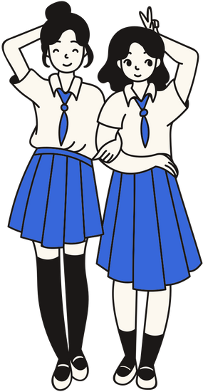 Outlined Japanese Girls Wearing Their Summer School Uniform素材 Canva可画