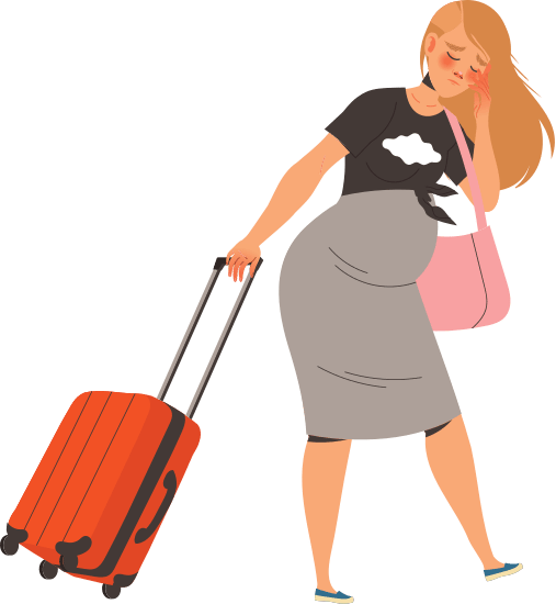 Tired Pregnant Woman Pulling Suitcase Feeling Exhaustion Vector Illustration 素材 Canva可画 