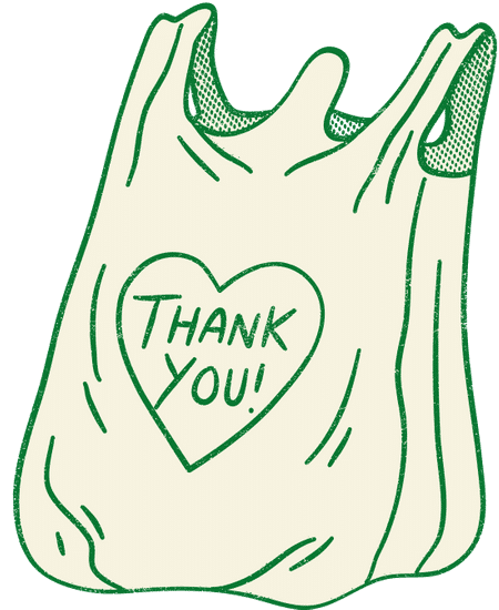 White Plastic Bag With Green Heart And Thank You Writing素材 Canva可画