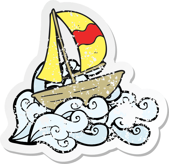 retro distressed sticker of a cartoon sail ship